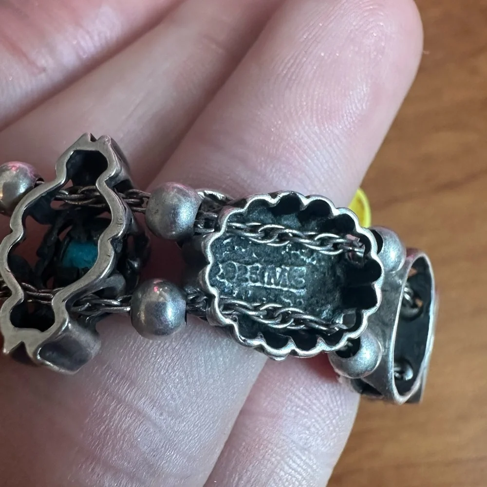 VTG Sterling and Turquoise Slider Charm Bracelet Western Themed - Picture 7 of 9